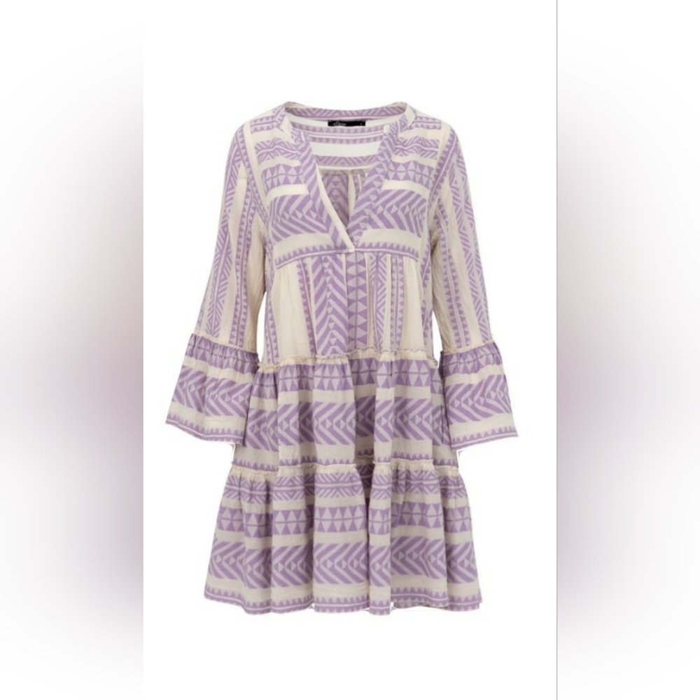 Devotion Embroidered Tunic Dress In Purple